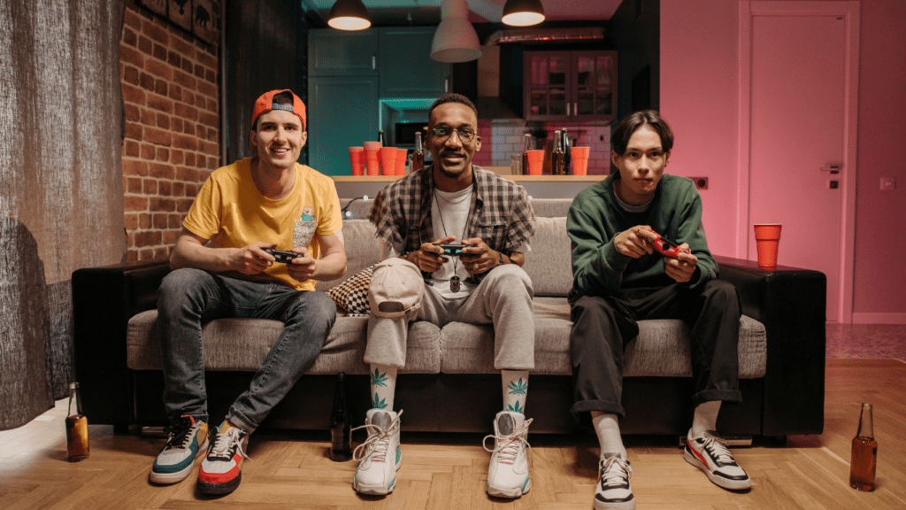 Three Man playing online game