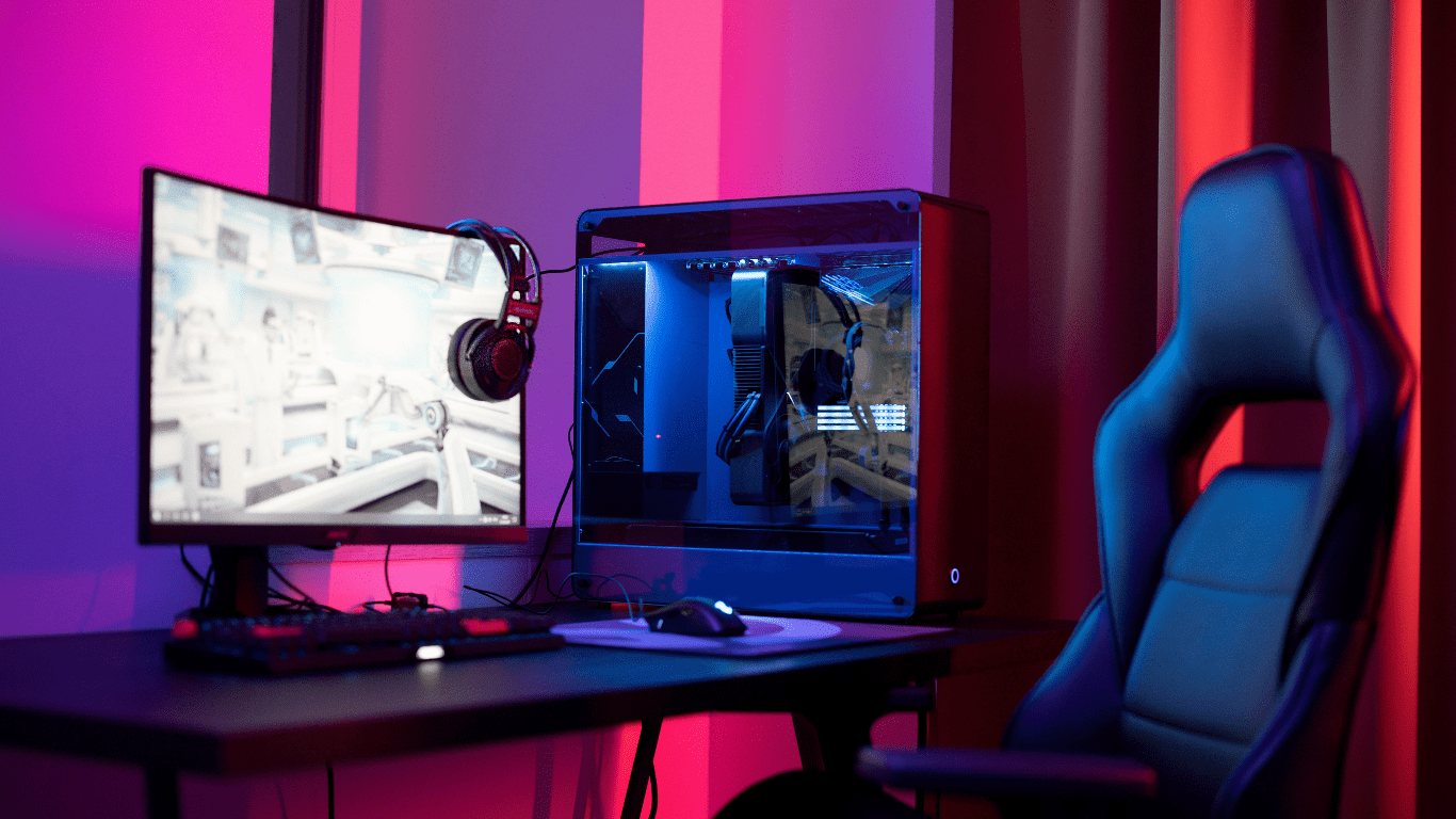 A Monitor and Gaming Chair Set Up