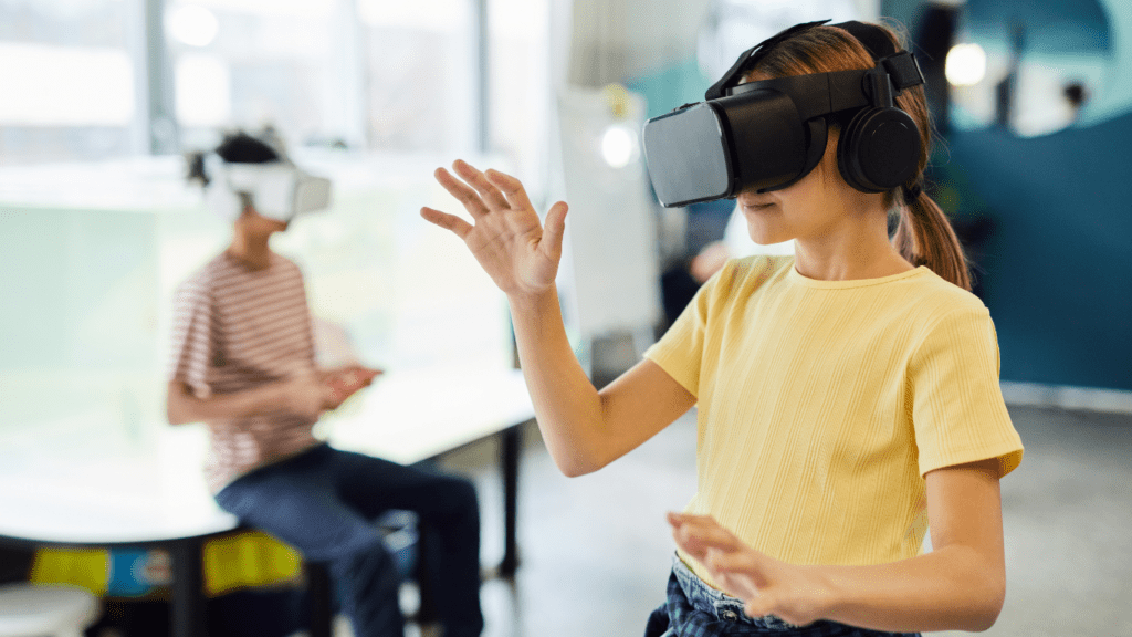 Two Kids wearing VR Headset