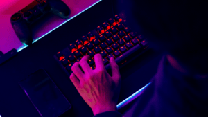 A Hand Placed in a Gaming Keyboard