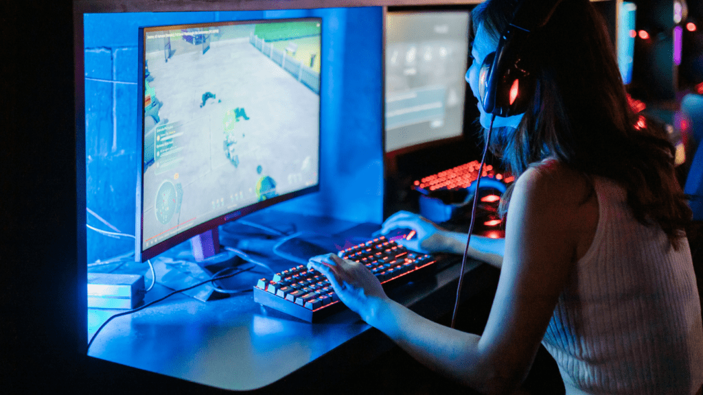 A woman playing video game