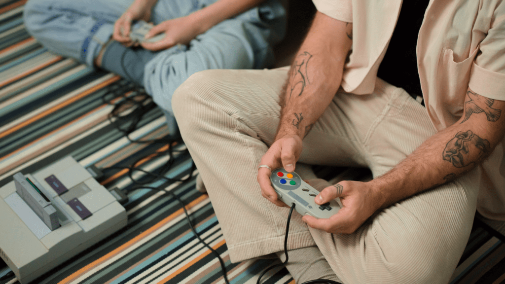 Two Person Playing Gaming Console