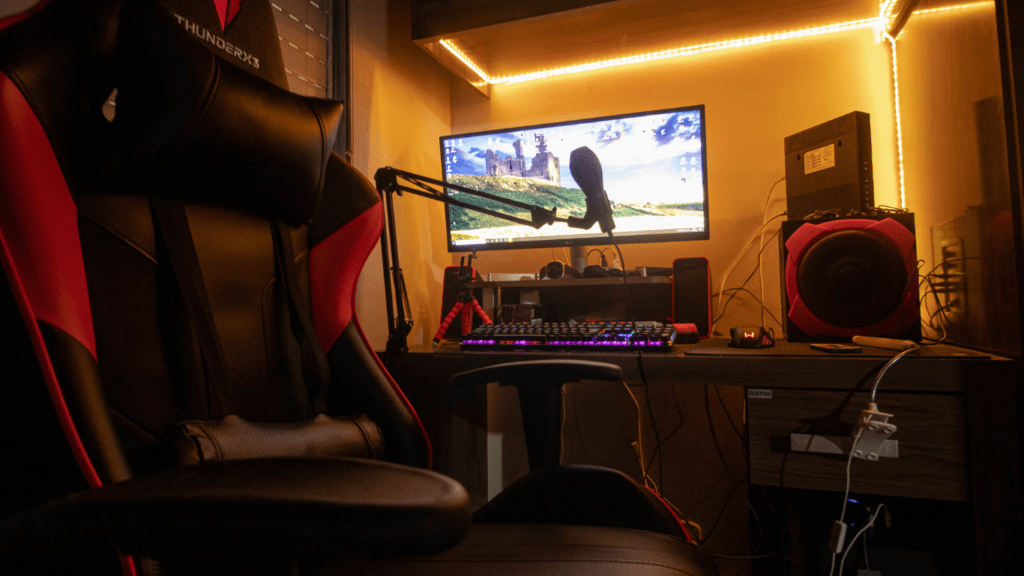 a complete set up of gaming desk